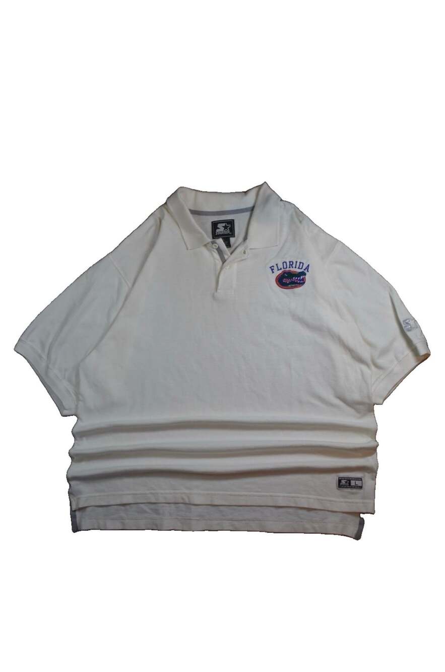 Vintage Starter Florida Gators White Embroidered Logo Polo Shirt Size L